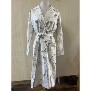 L’agence Venus Trench Coat RARE Fall Sample Size 4 Small Ivory/Grey Faded Chain